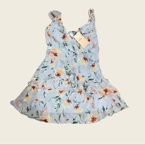 Tropical Printed Mini Dress - Lavender